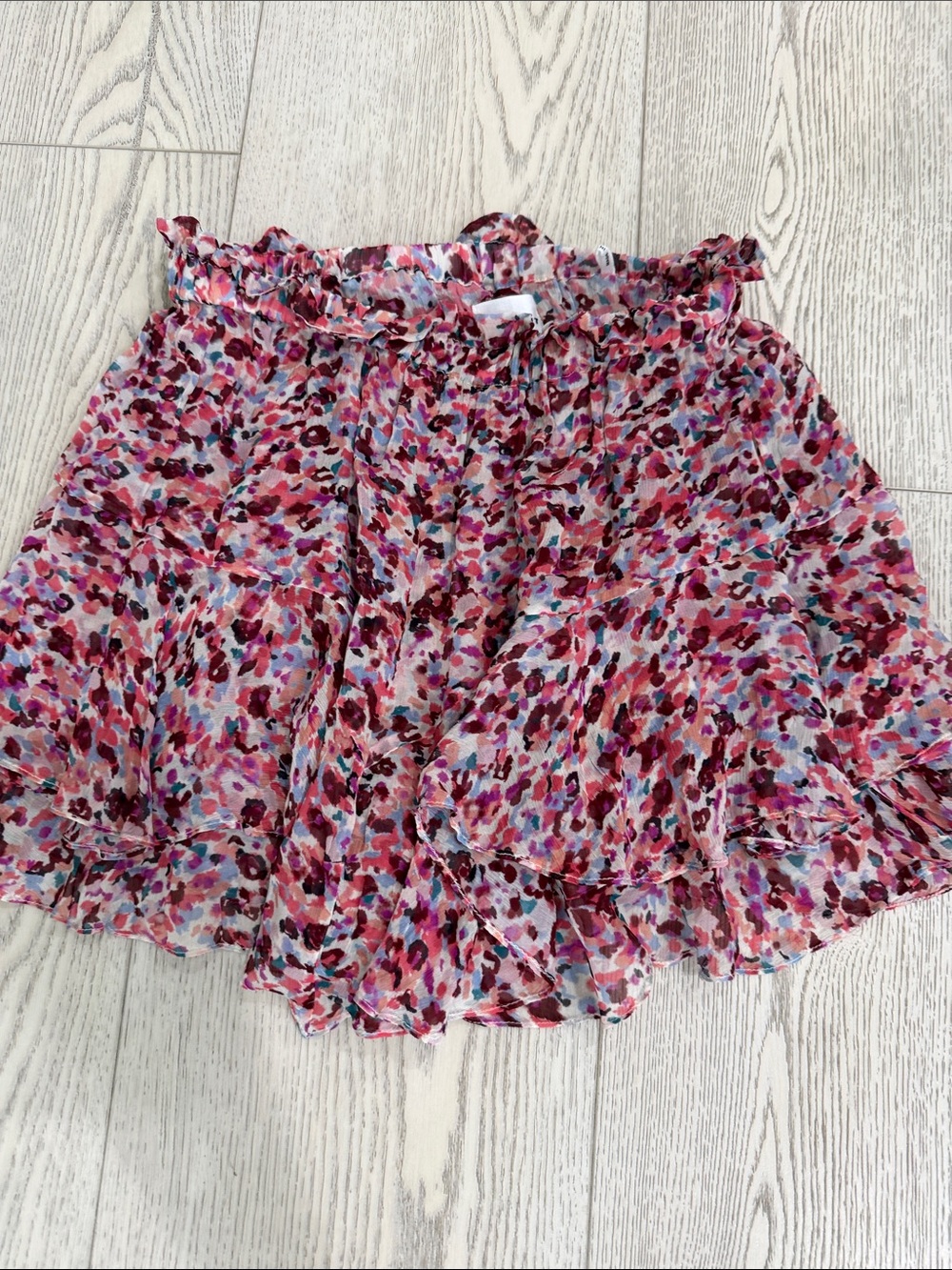Isabel Marant Pink Multi Floral Tiered Mini Skirt
